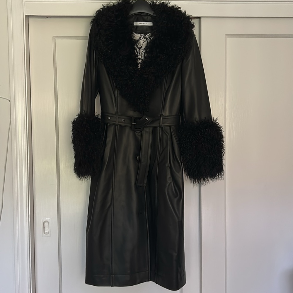 Saks Potts Black leather “Foxy” coat size 1 (small)